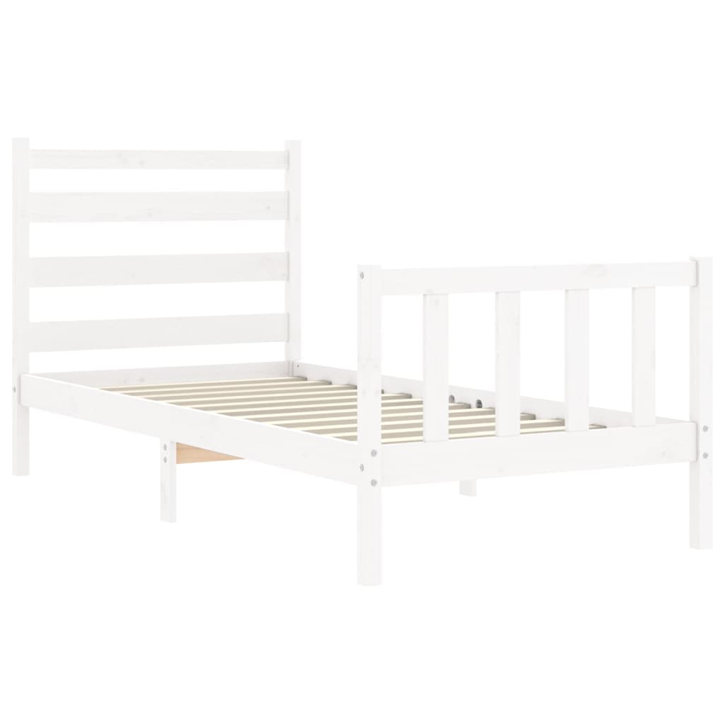 Cadre de lit sans matelas blanc 100x200 cm bois de pin massif - XIOS