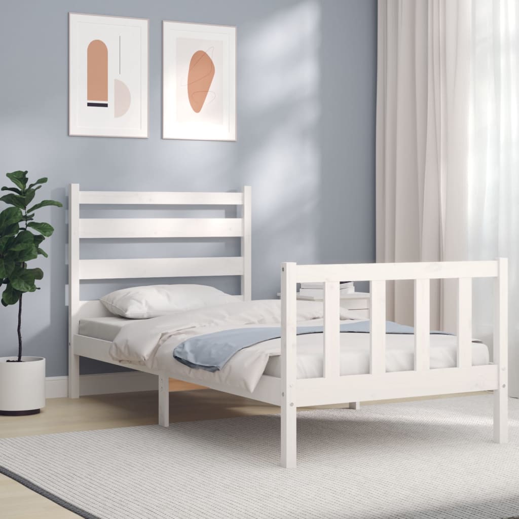 Cadre de lit sans matelas blanc 100x200 cm bois de pin massif - XIOS