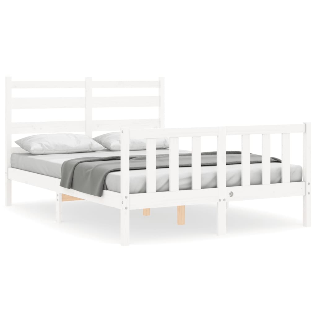 Cadre de lit sans matelas blanc 120x200 cm bois de pin massif - XIOS