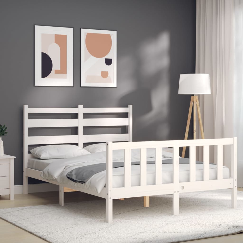 Cadre de lit sans matelas blanc 120x200 cm bois de pin massif - XIOS