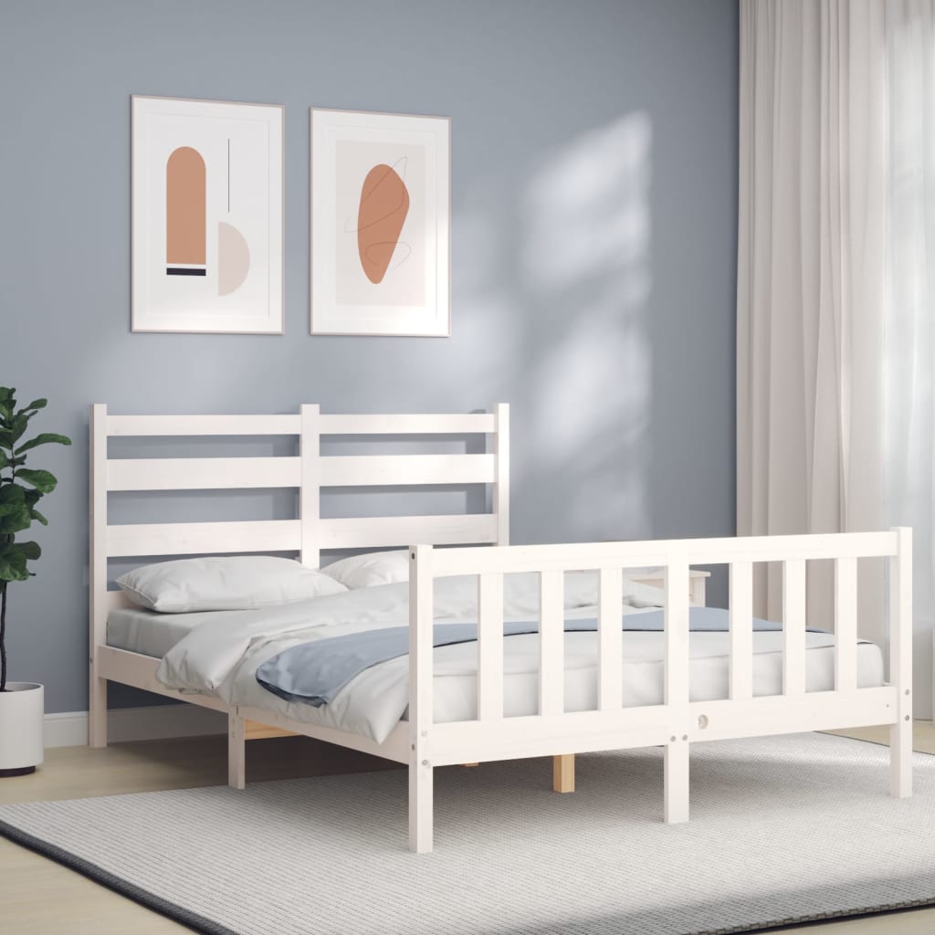 Cadre de lit sans matelas blanc 120x200 cm bois de pin massif - XIOS