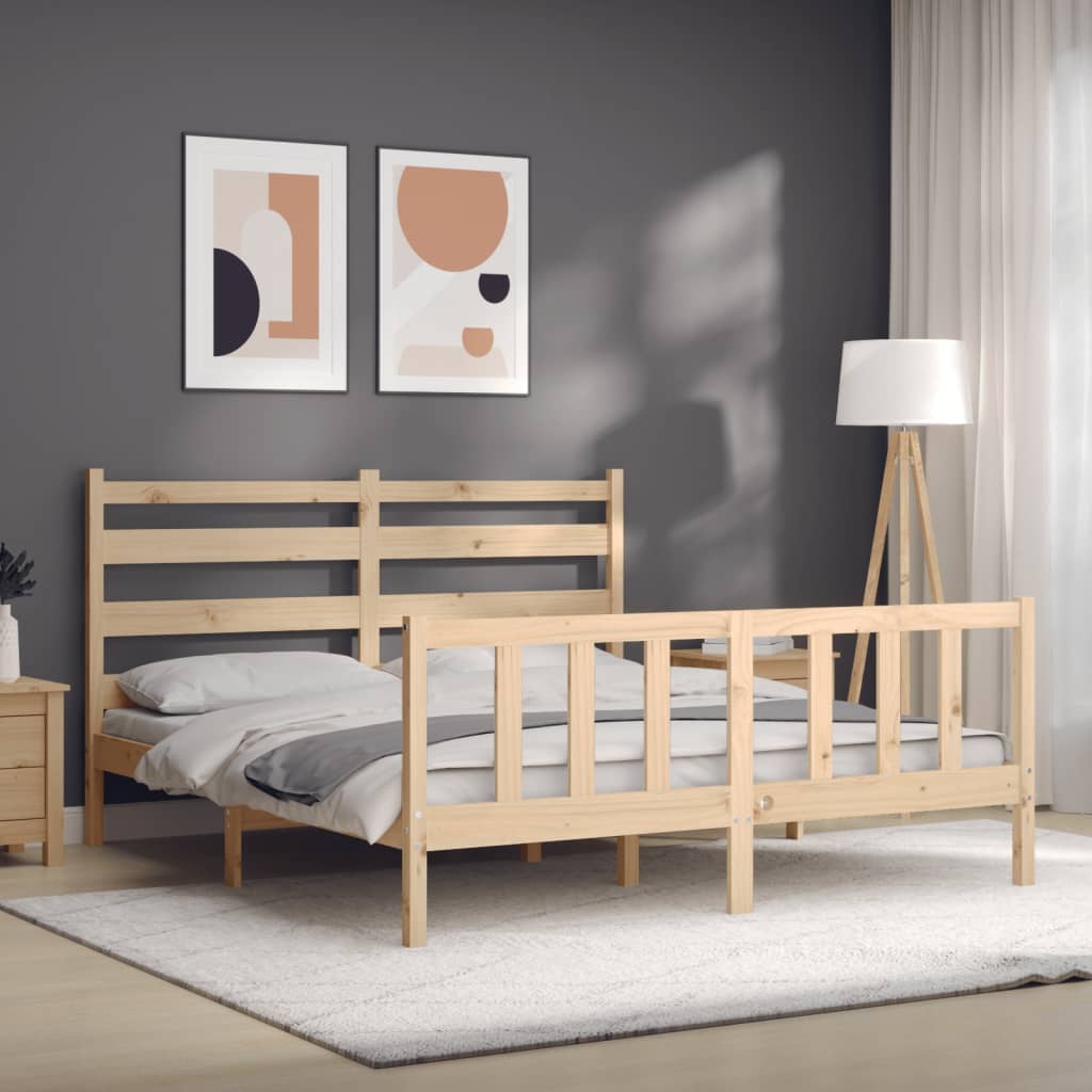 Cadre de lit sans matelas 160x200 cm bois massif de pin - XIOS