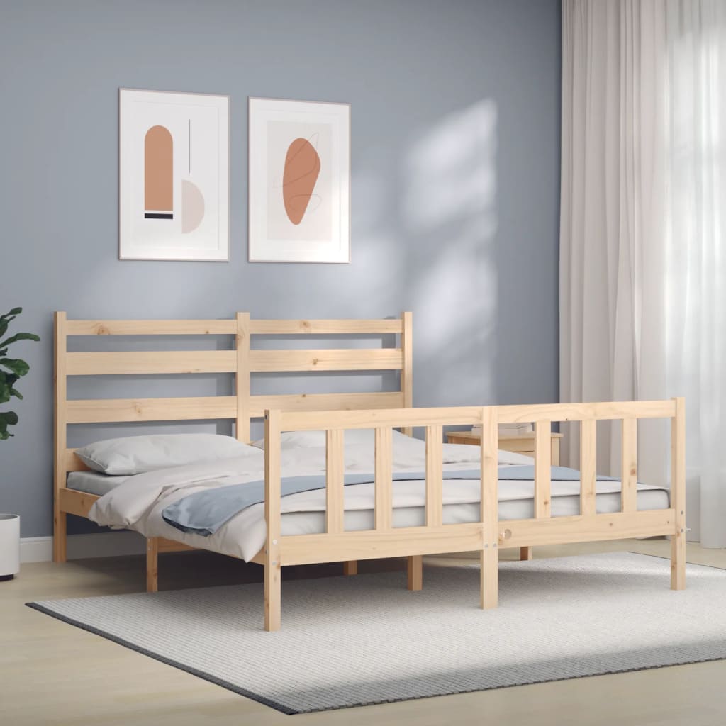 Cadre de lit sans matelas 160x200 cm bois massif de pin - XIOS