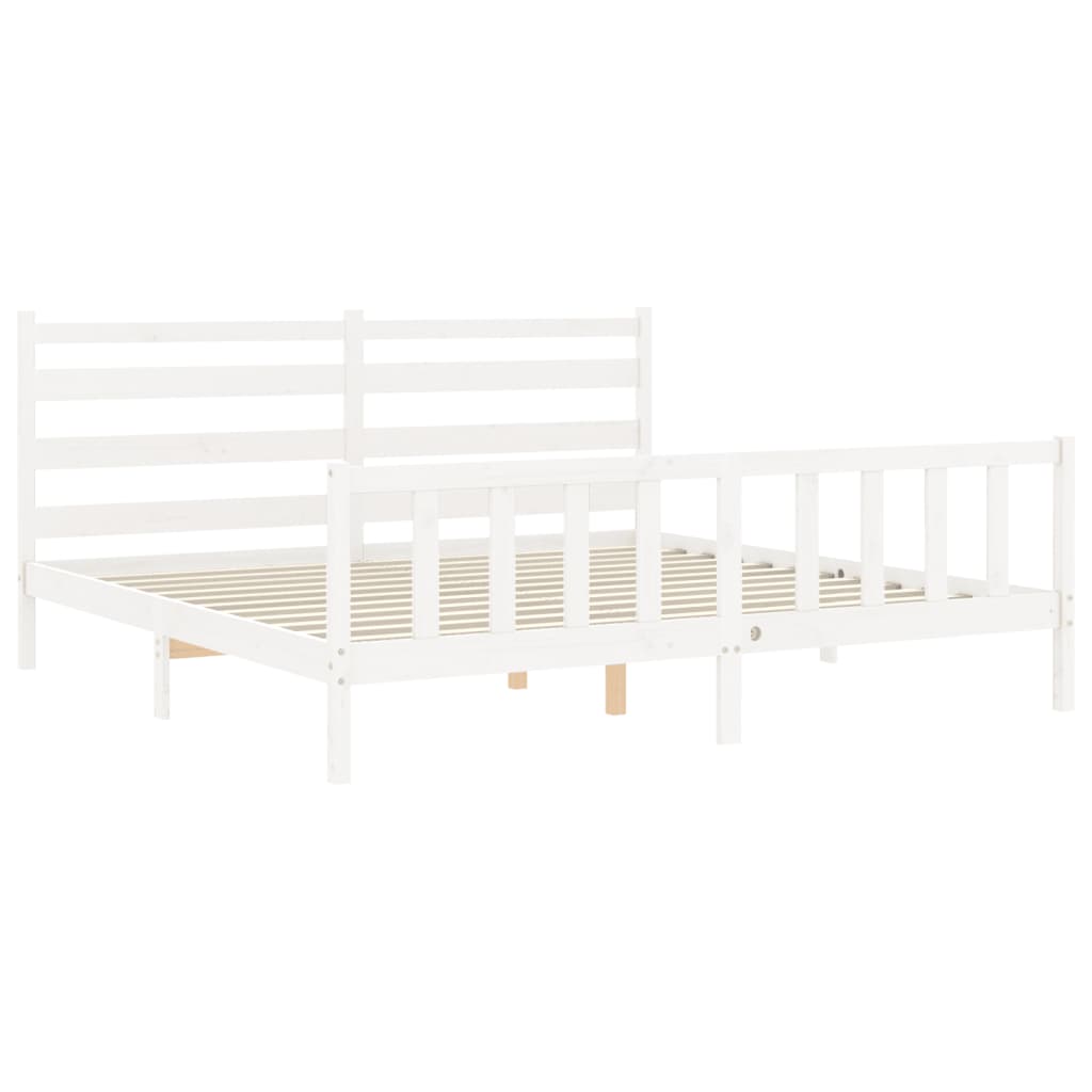 Cadre de lit sans matelas blanc 200x200 cm bois massif de pin - XIOS