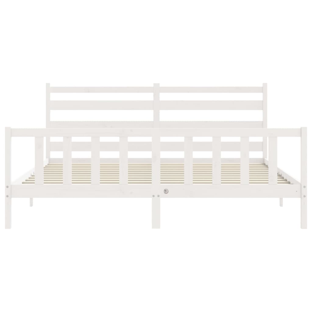 Cadre de lit sans matelas blanc 200x200 cm bois massif de pin - XIOS
