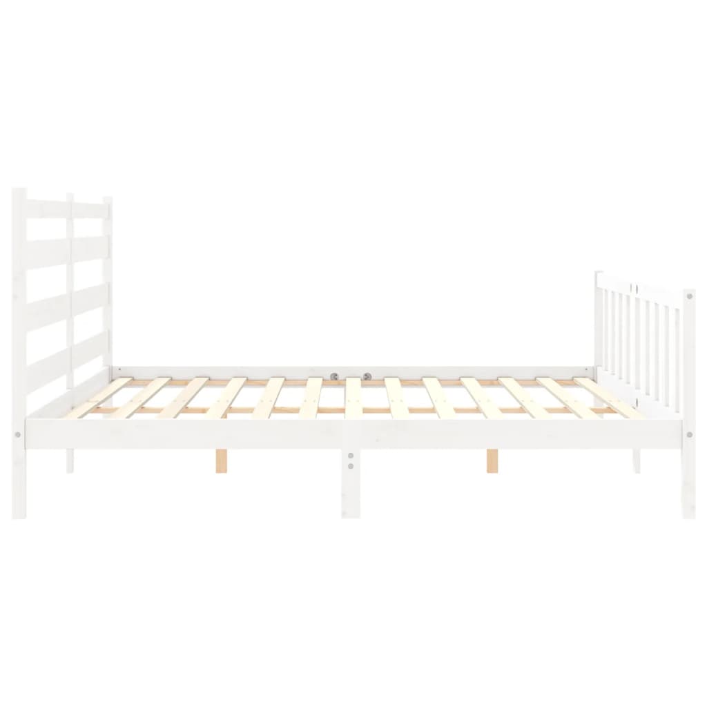Cadre de lit sans matelas blanc 200x200 cm bois massif de pin - XIOS