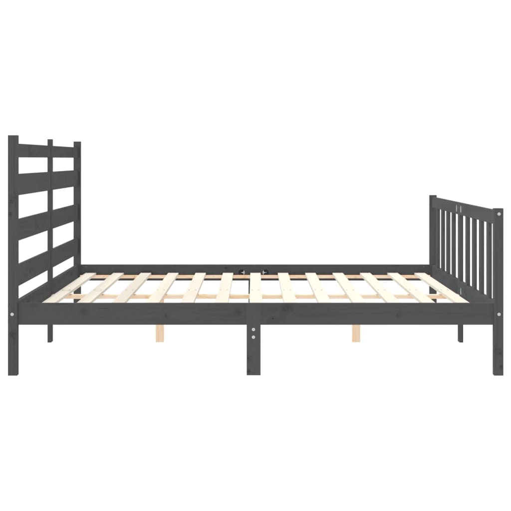 Cadre de lit sans matelas gris 200x200 cm bois massif de pin - XIOS