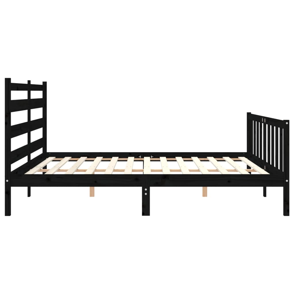 Cadre de lit sans matelas noir 200x200 cm bois massif de pin - XIOS