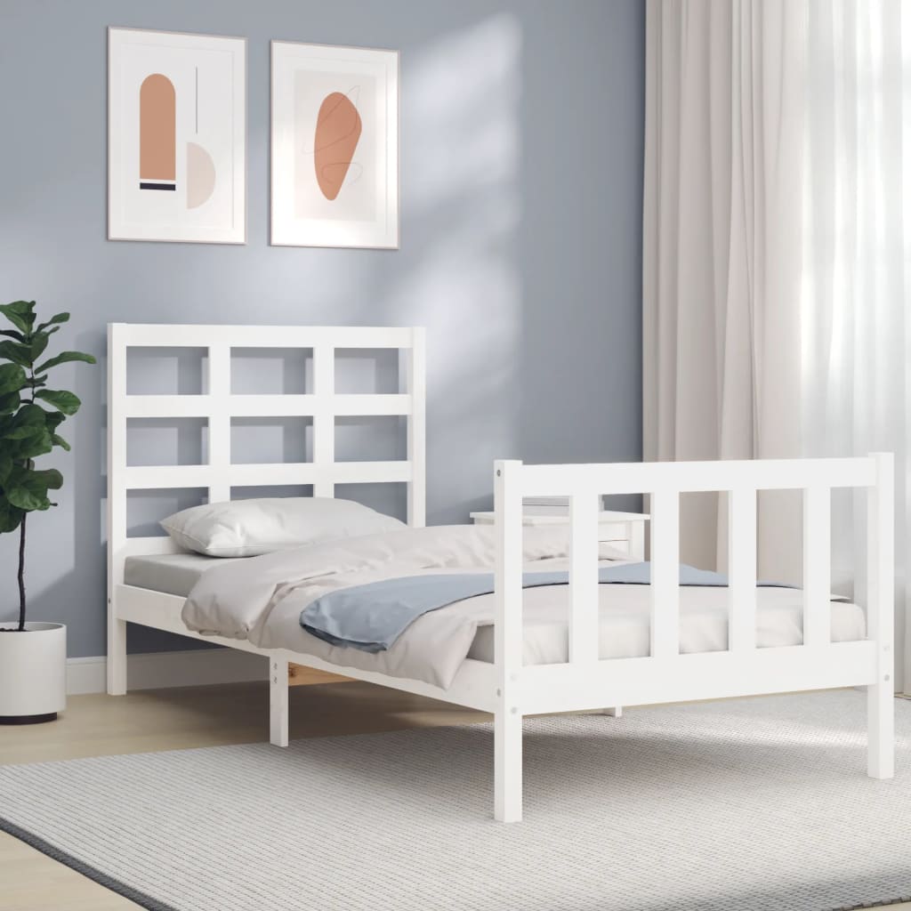 Cadre de lit sans matelas blanc bois de pin massif - XIOS