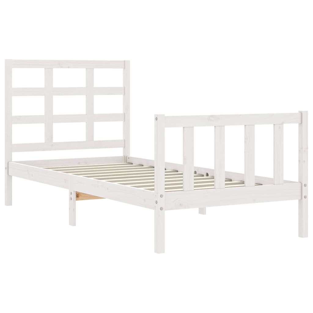 Cadre de lit sans matelas blanc 90x190 cm bois de pin massif - XIOS