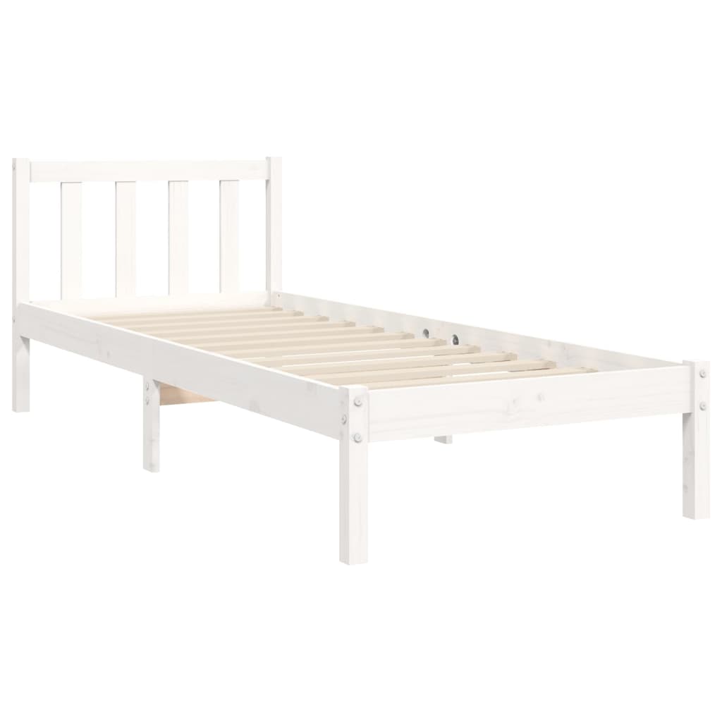 Cadre de lit sans matelas blanc 90x190 cm bois de pin massif - XIOS