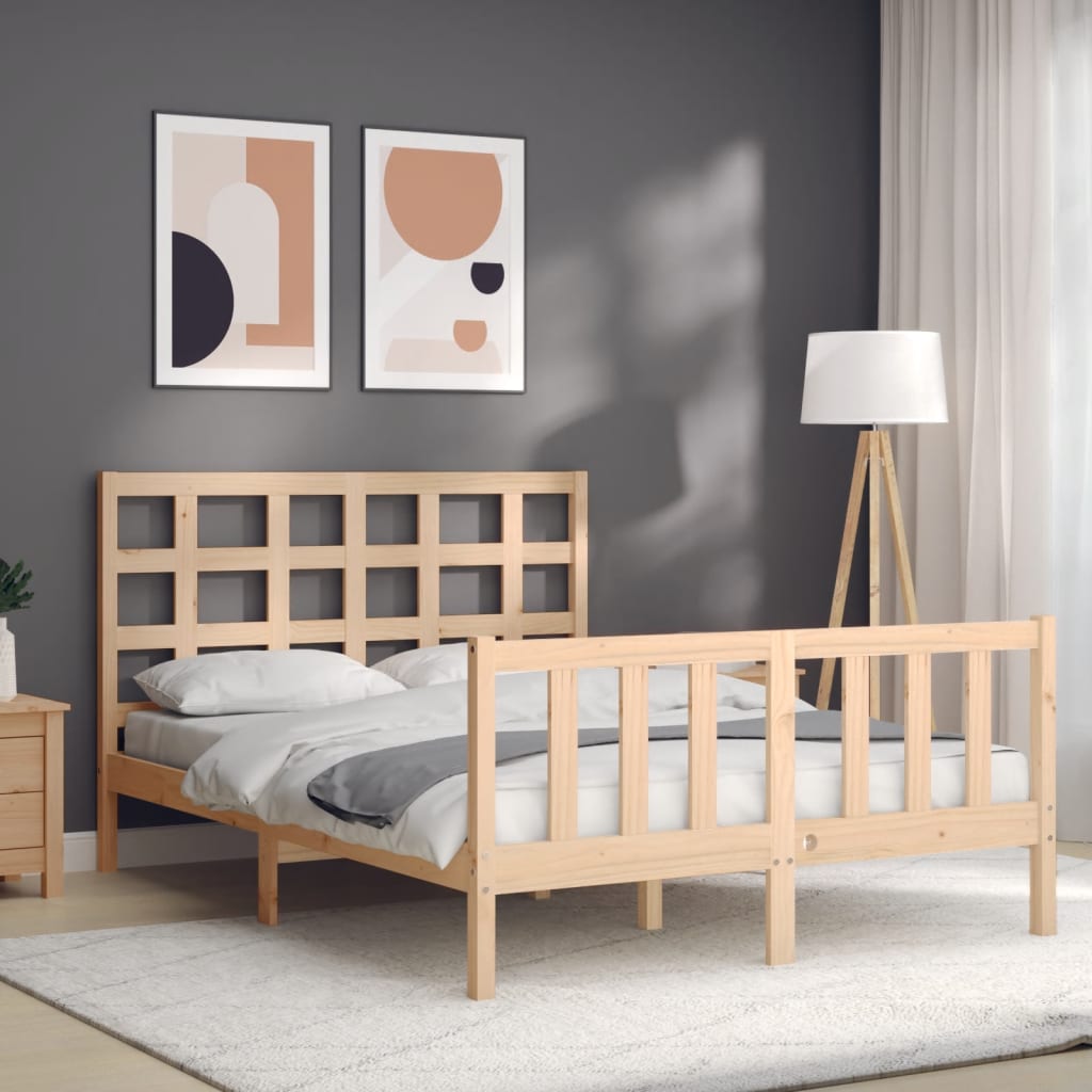 Cadre de lit sans matelas 140x190 cm bois de pin massif - XIOS