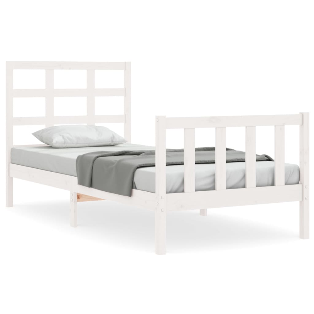 Cadre de lit sans matelas blanc 90x200 cm bois de pin massif - XIOS