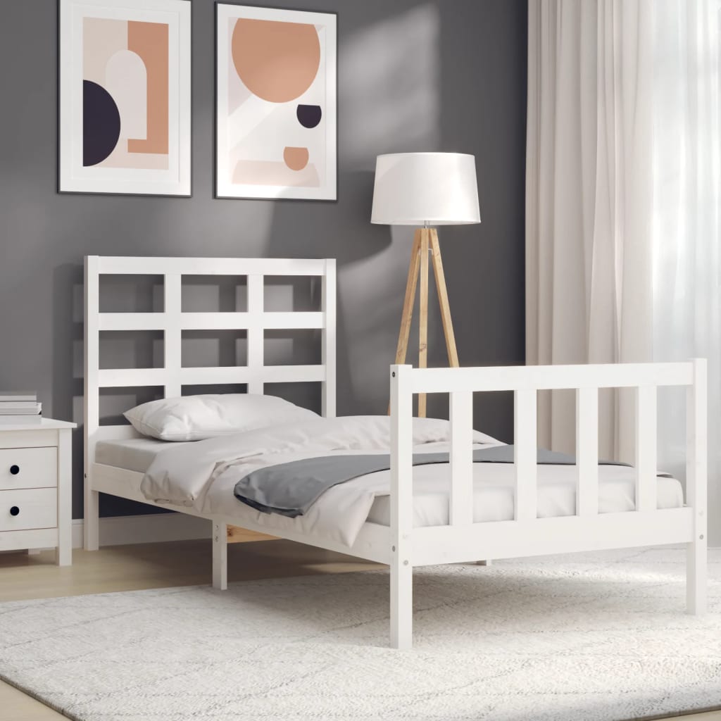 Cadre de lit sans matelas blanc 100x200 cm bois de pin massif - XIOS