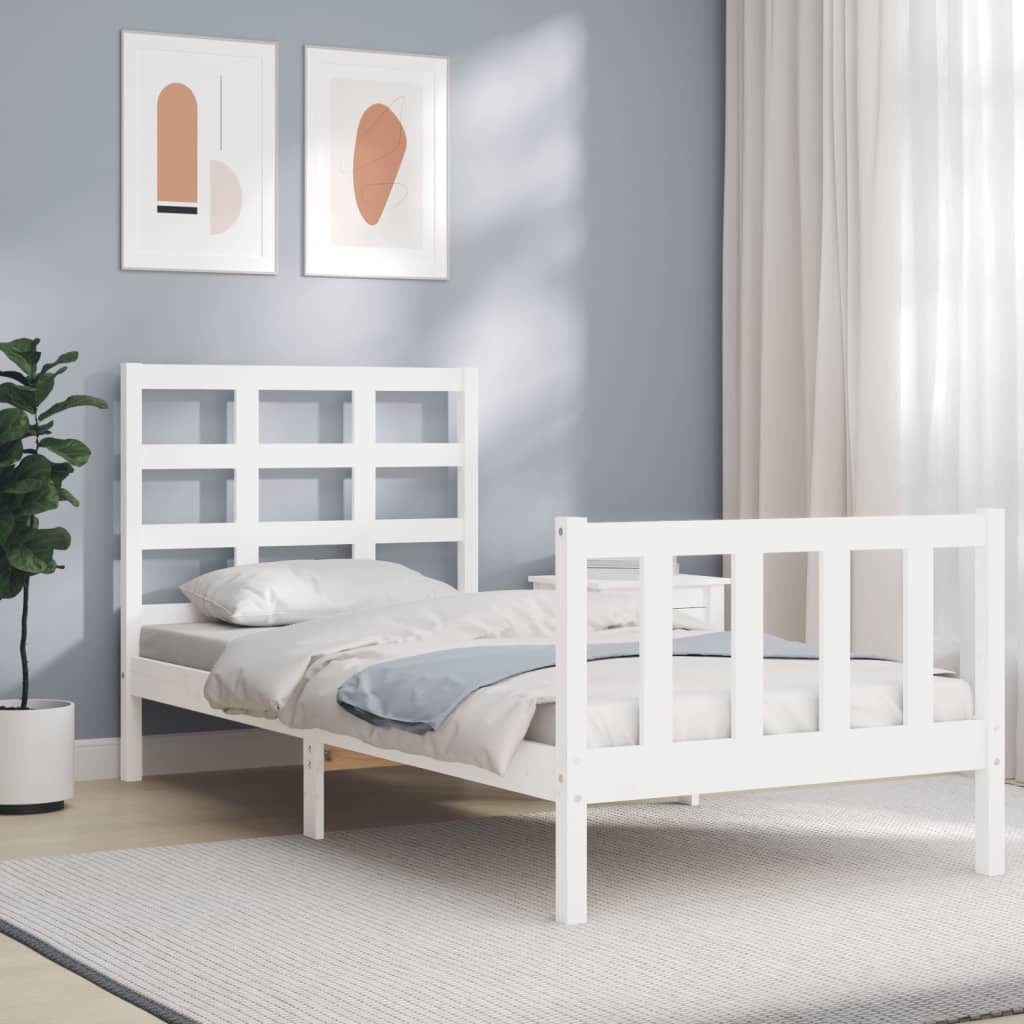 Cadre de lit sans matelas blanc 100x200 cm bois de pin massif - XIOS