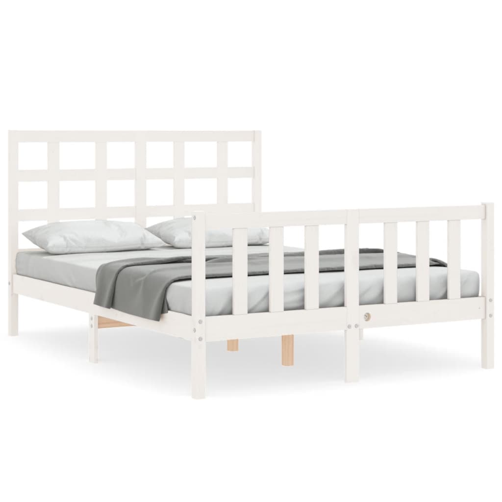 Cadre de lit sans matelas blanc 120x200 cm bois de pin massif - XIOS