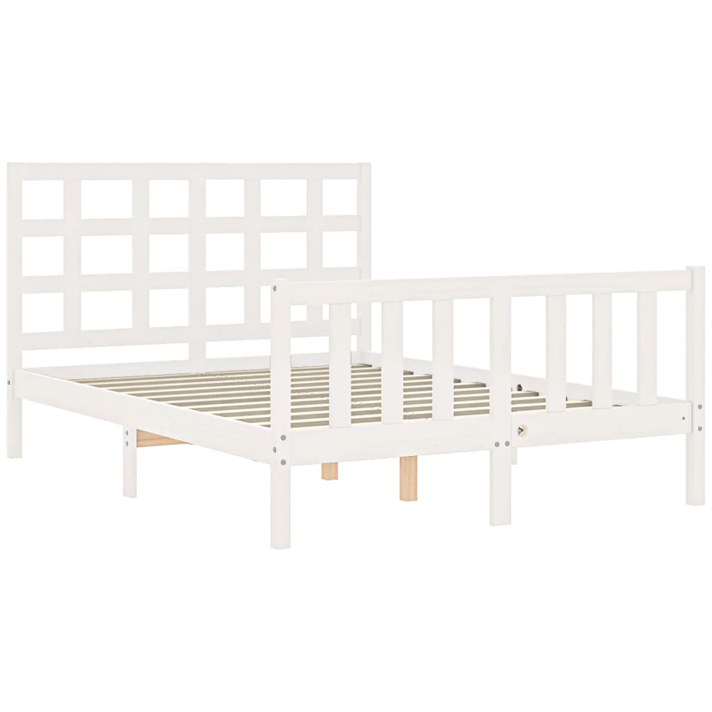 Cadre de lit sans matelas blanc 120x200 cm bois de pin massif - XIOS