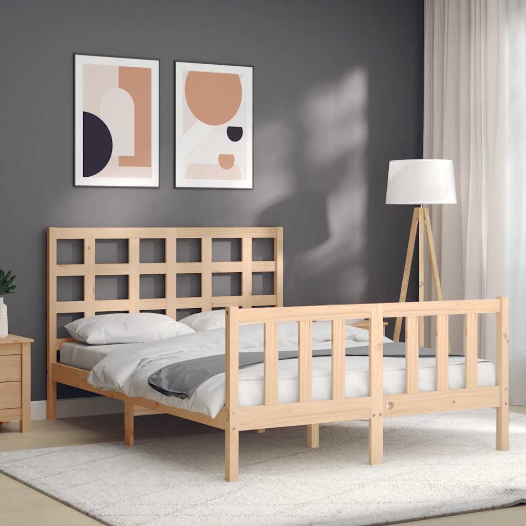 Cadre de lit sans matelas 140x200 cm bois massif de pin - XIOS