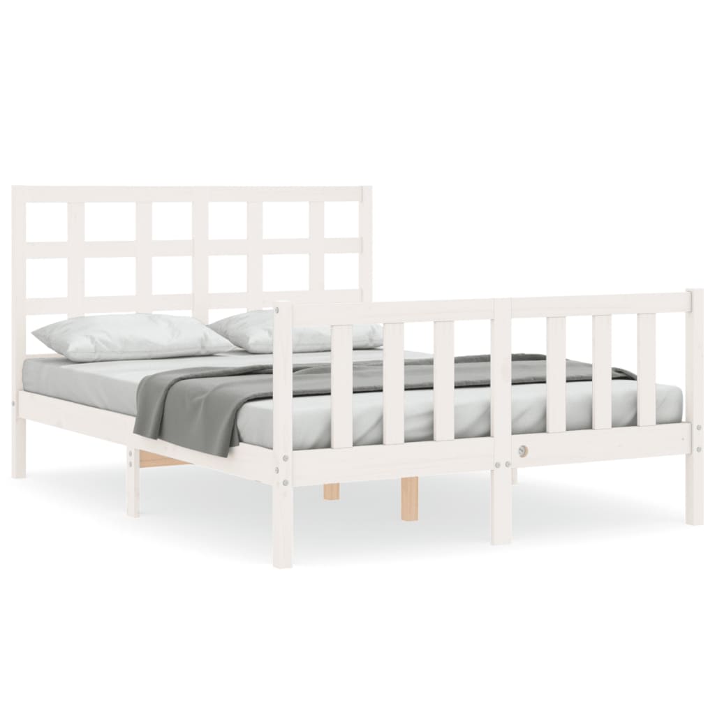Cadre de lit sans matelas blanc 140x200 cm bois de pin massif - XIOS