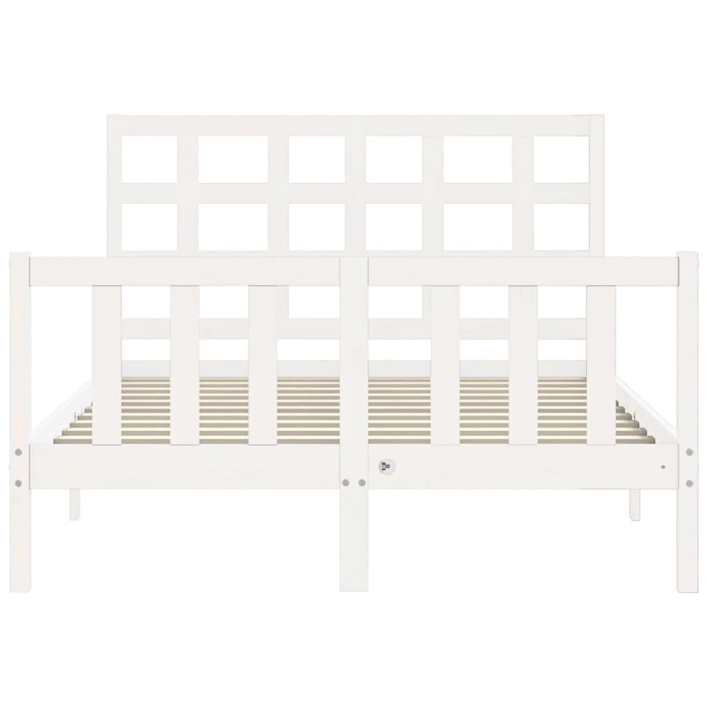 Cadre de lit sans matelas blanc 140x200 cm bois de pin massif - XIOS