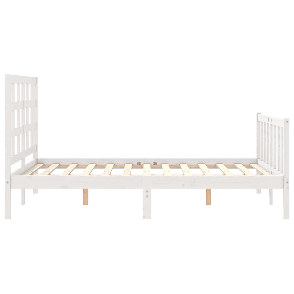 Cadre de lit sans matelas blanc 140x200 cm bois de pin massif - XIOS