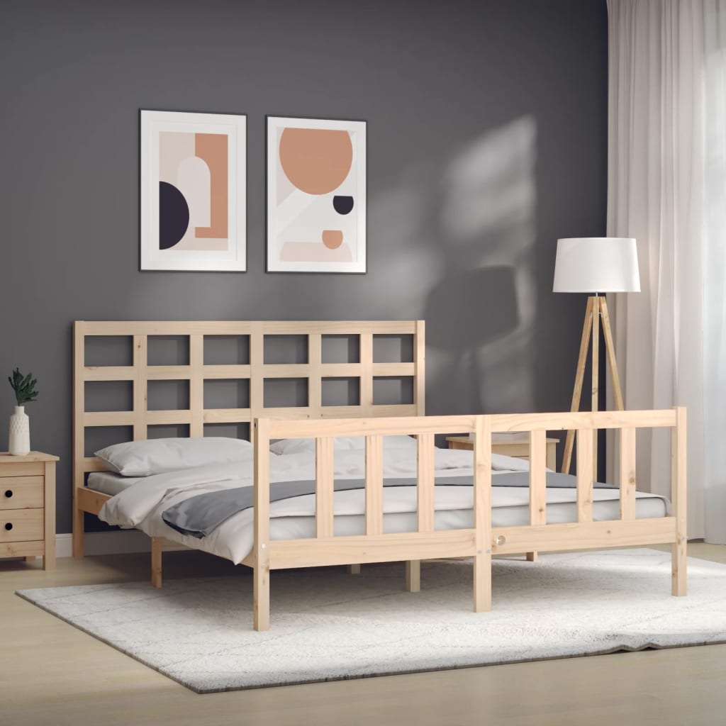 Cadre de lit sans matelas 160x200 cm bois massif de pin - XIOS