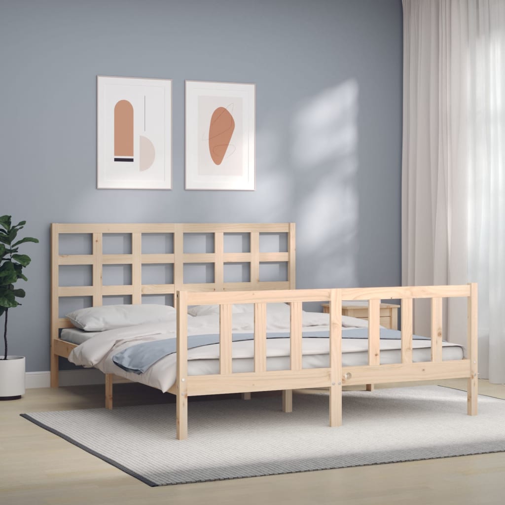 Cadre de lit sans matelas 160x200 cm bois massif de pin - XIOS