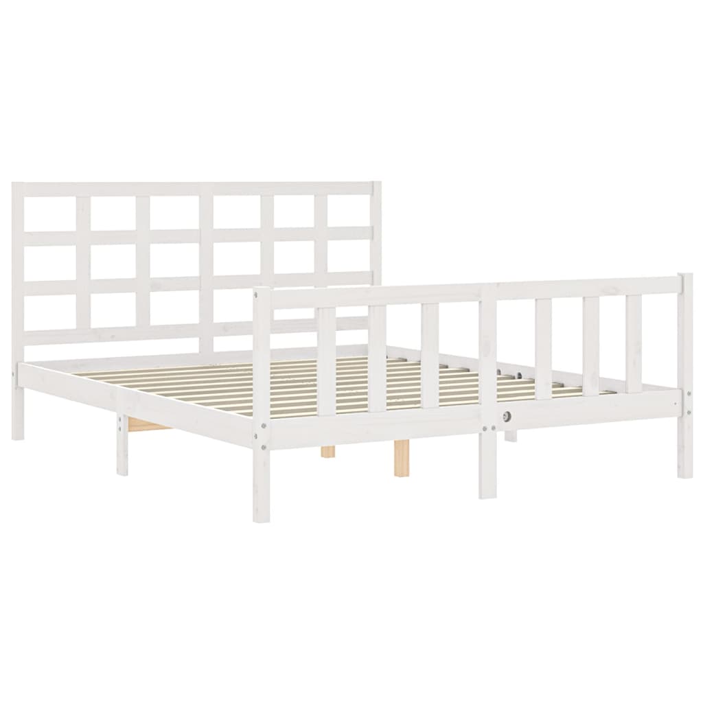 Cadre de lit sans matelas blanc 160x200 cm bois de pin massif - XIOS