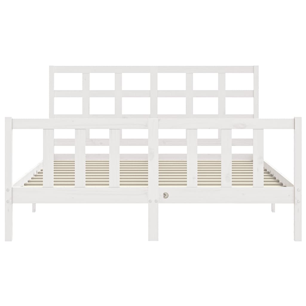 Cadre de lit sans matelas blanc 160x200 cm bois de pin massif - XIOS