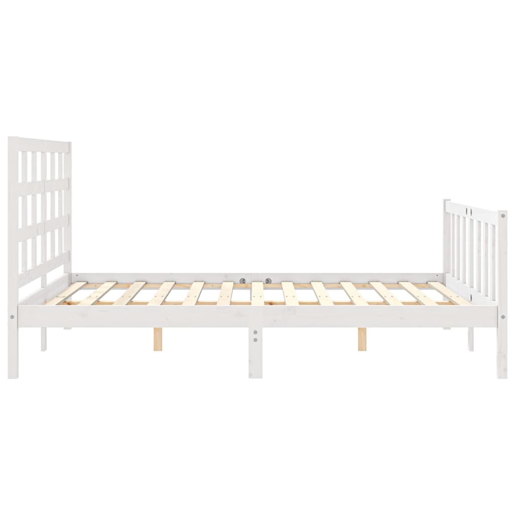 Cadre de lit sans matelas blanc 160x200 cm bois de pin massif - XIOS