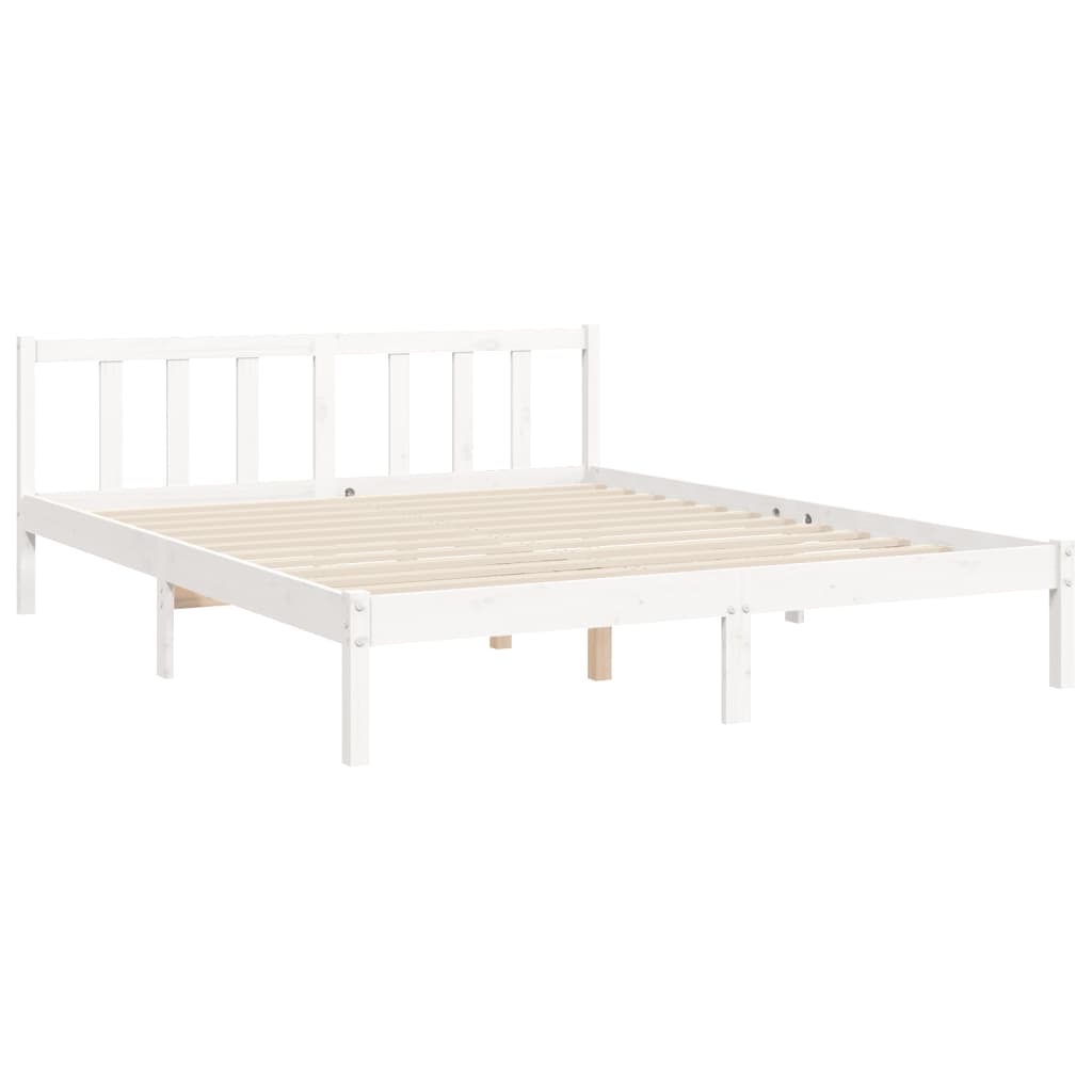 Cadre de lit sans matelas blanc 160x200 cm bois de pin massif - XIOS