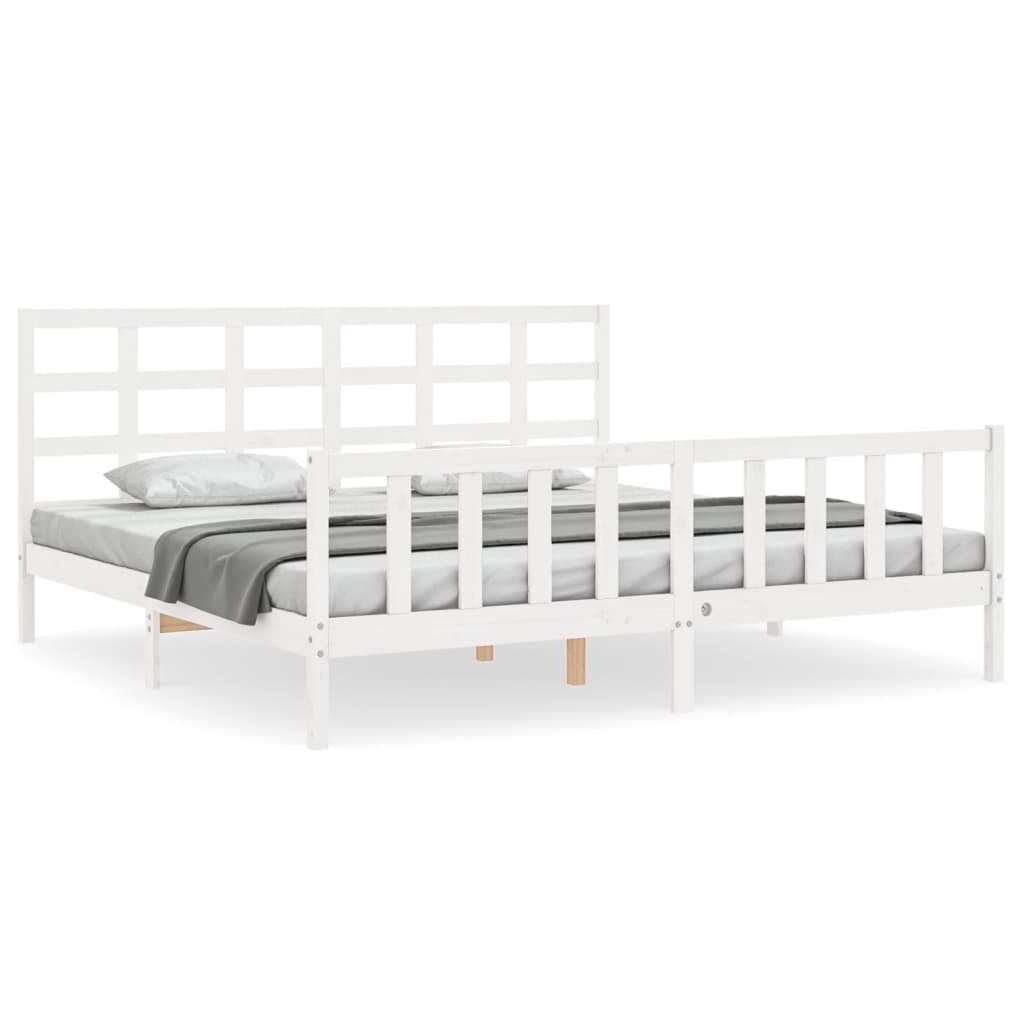Cadre de lit sans matelas blanc 200x200 cm bois massif de pin - XIOS