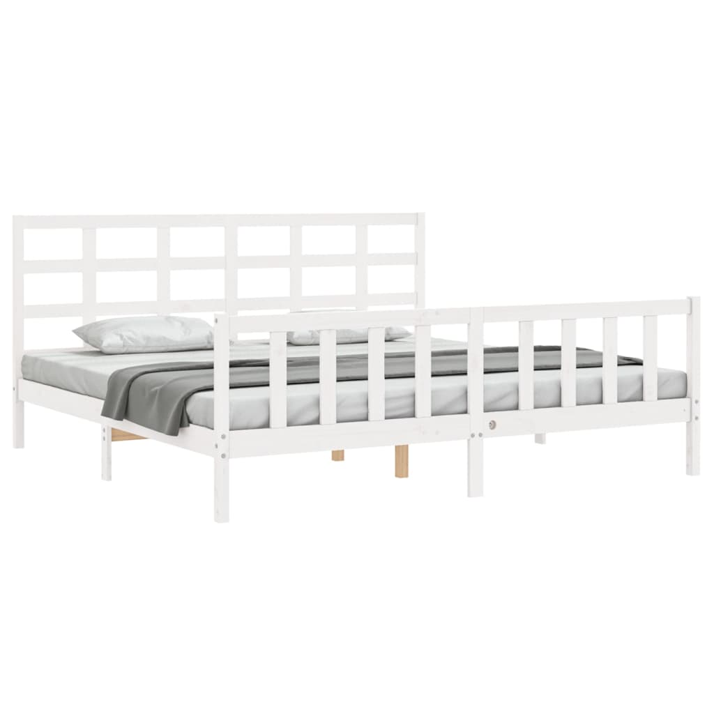Cadre de lit sans matelas blanc 200x200 cm bois massif de pin - XIOS