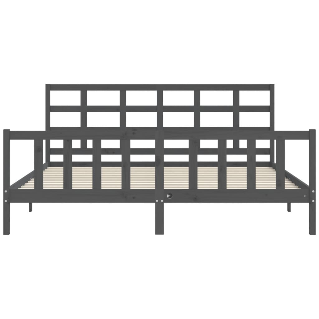 Cadre de lit sans matelas gris 200x200 cm bois massif de pin - XIOS