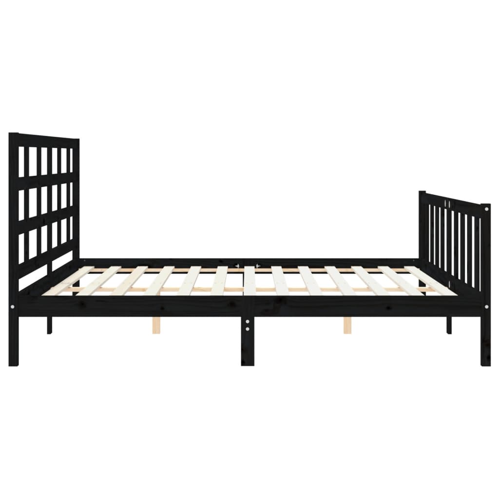 Cadre de lit sans matelas noir 200x200 cm bois massif de pin - XIOS