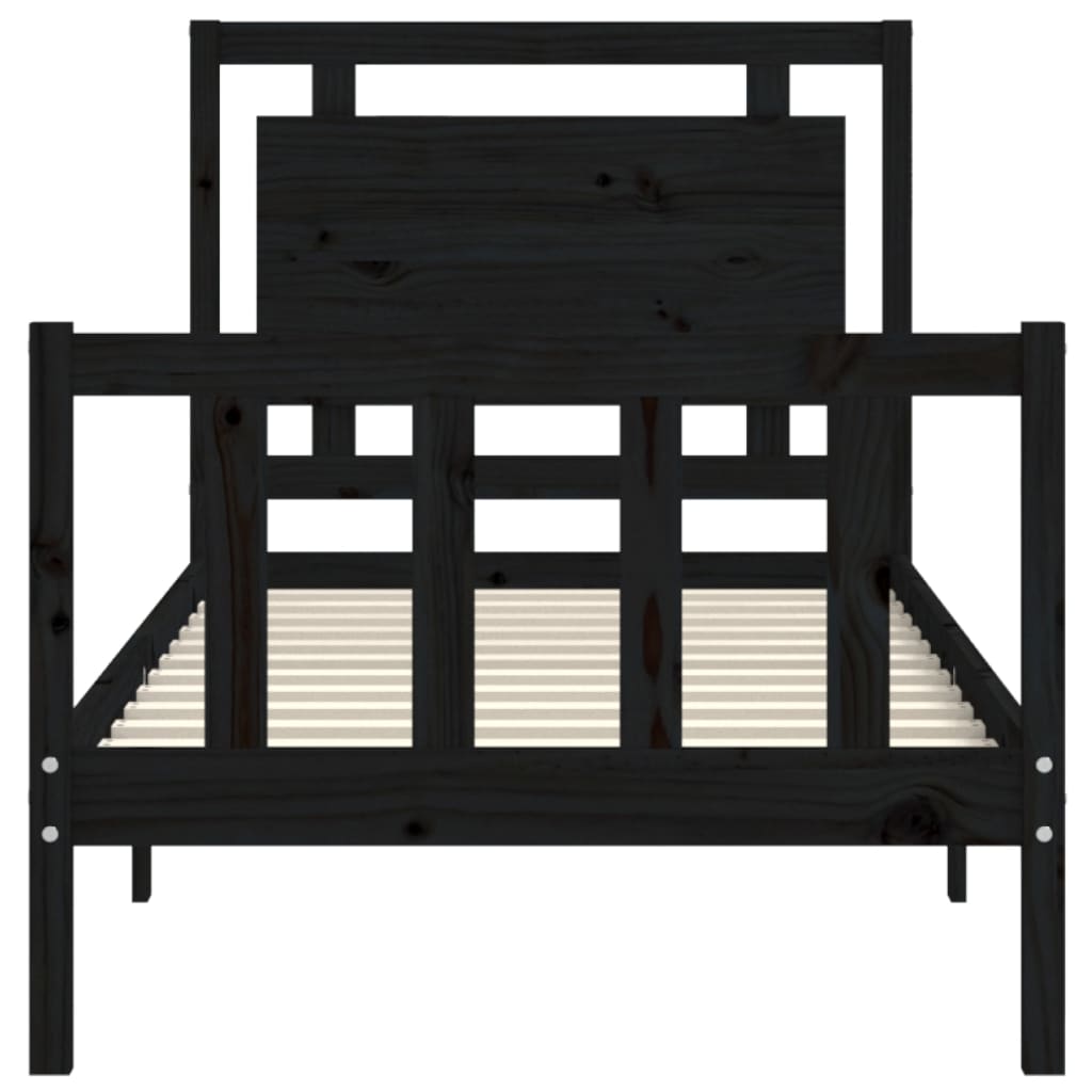 Cadre de lit sans matelas noir bois de pin massif - XIOS