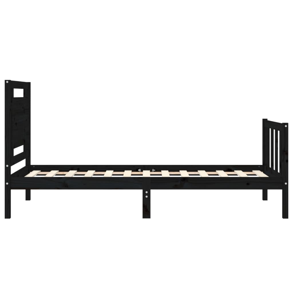 Cadre de lit sans matelas noir bois de pin massif - XIOS