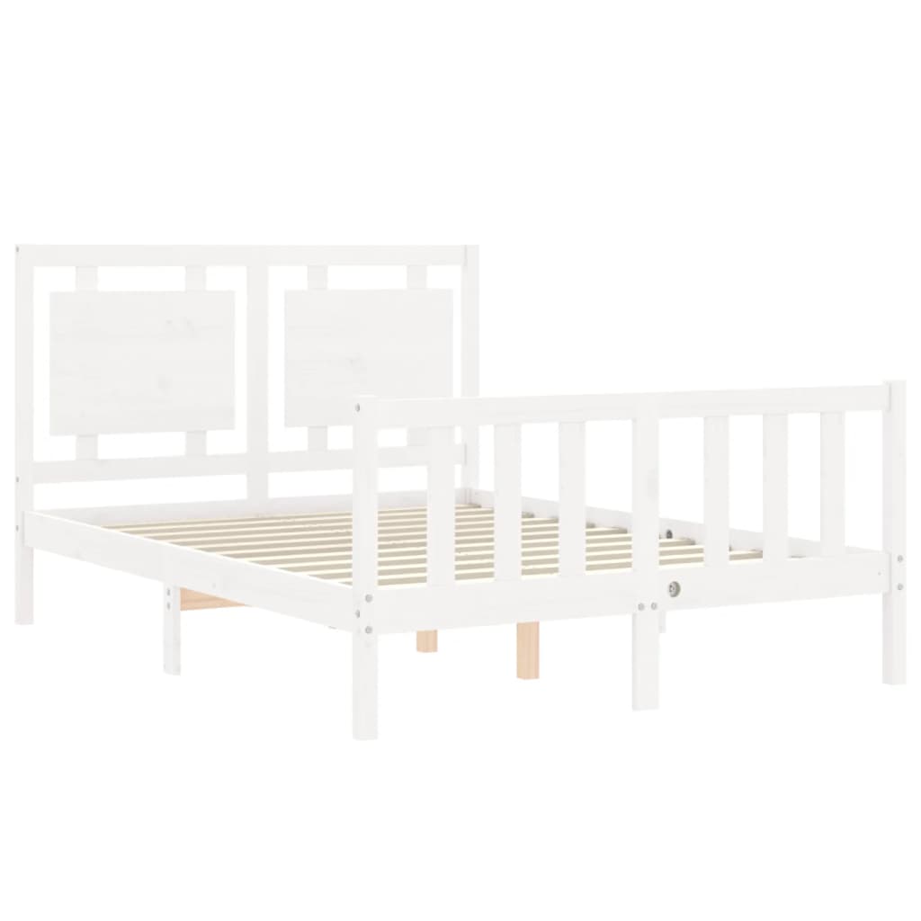Cadre de lit sans matelas blanc bois de pin massif - XIOS