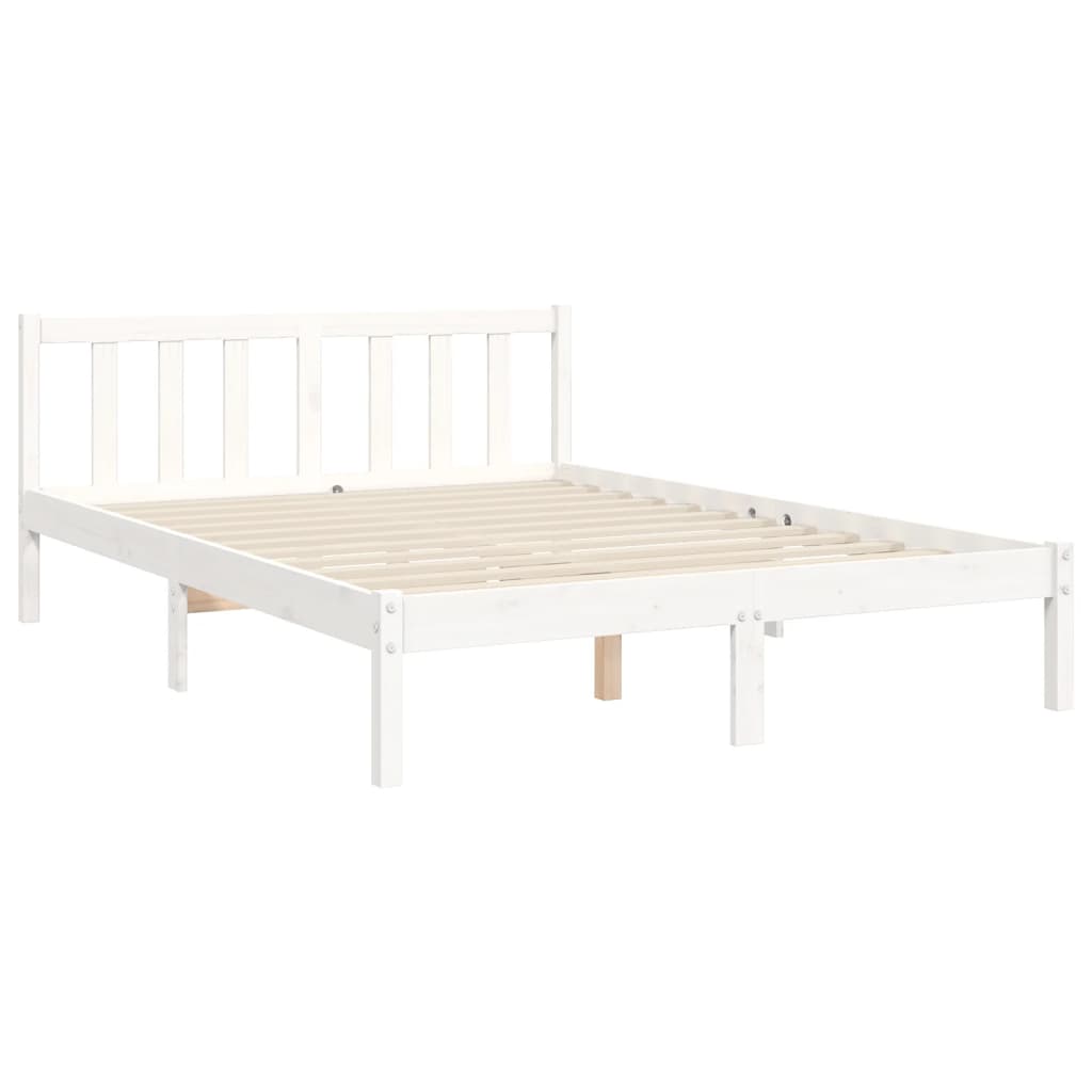 Cadre de lit sans matelas blanc bois de pin massif - XIOS