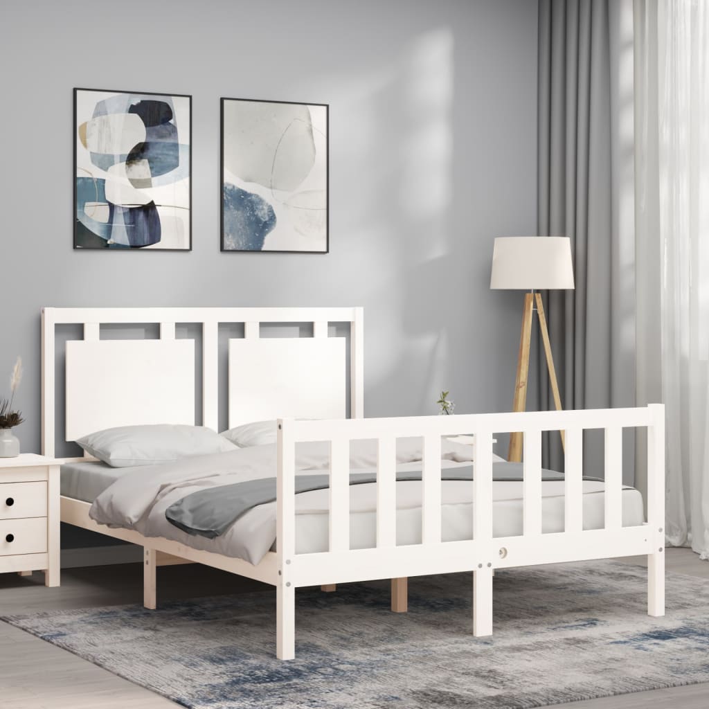 Cadre de lit sans matelas blanc 120x200 cm bois de pin massif - XIOS