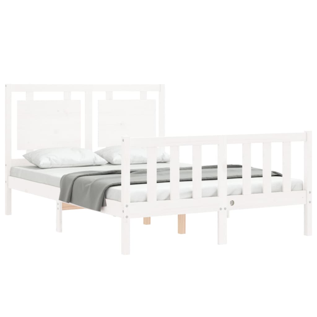 Cadre de lit sans matelas blanc 120x200 cm bois de pin massif - XIOS