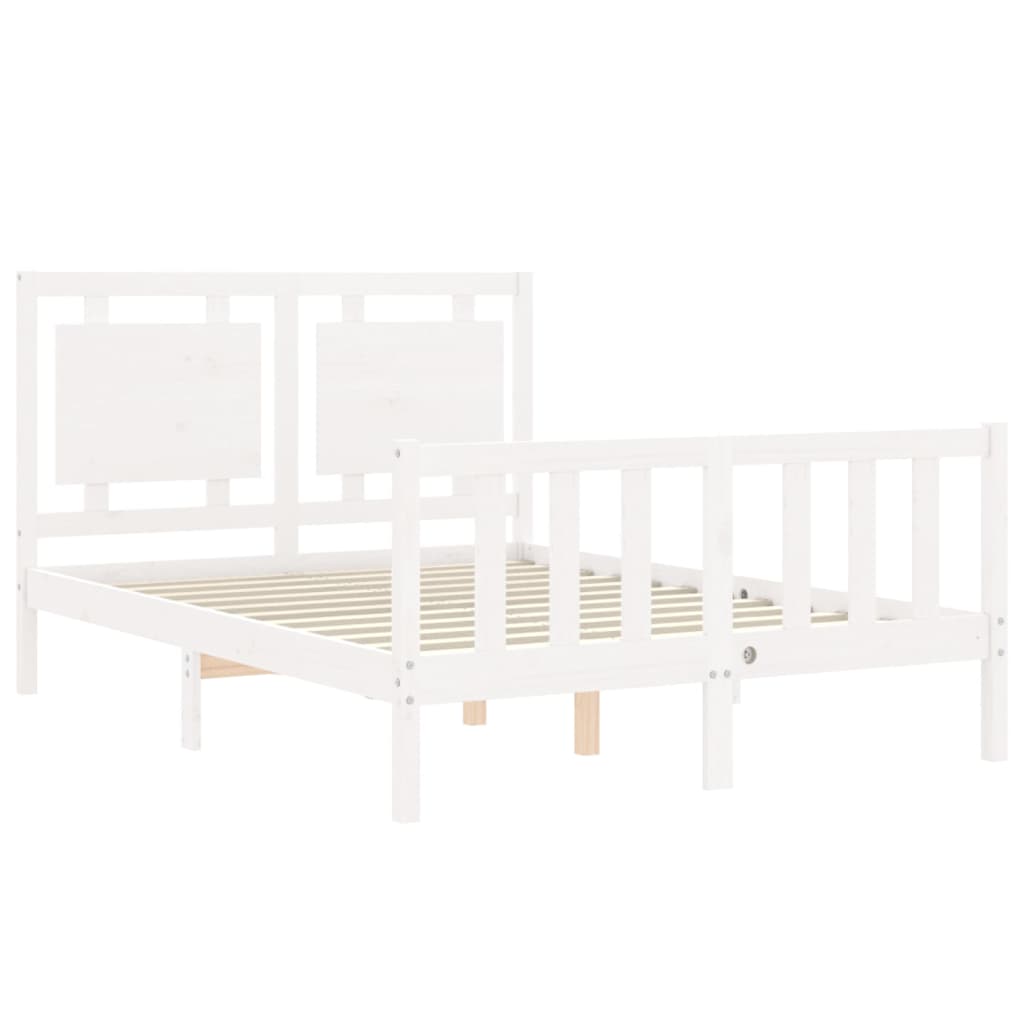 Cadre de lit sans matelas blanc 120x200 cm bois de pin massif - XIOS