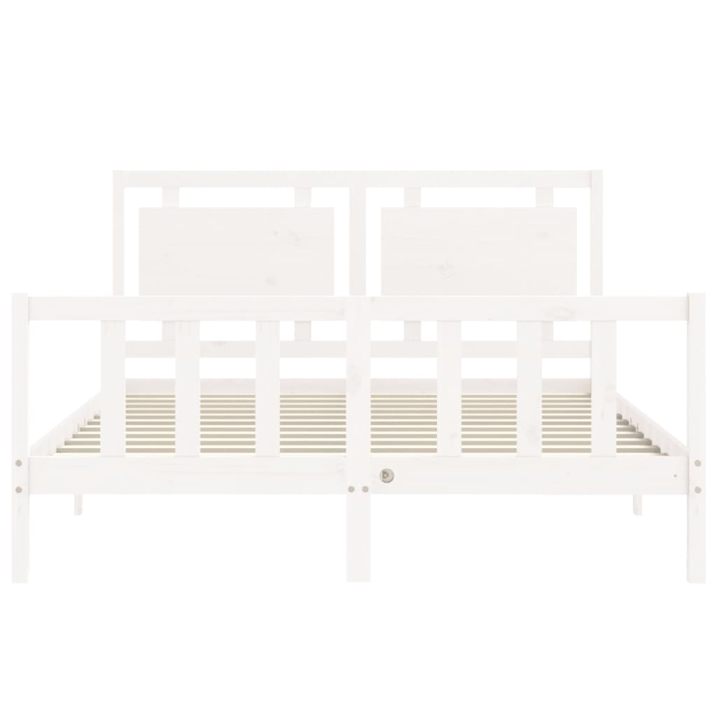 Cadre de lit sans matelas blanc 160x200 cm bois de pin massif - XIOS