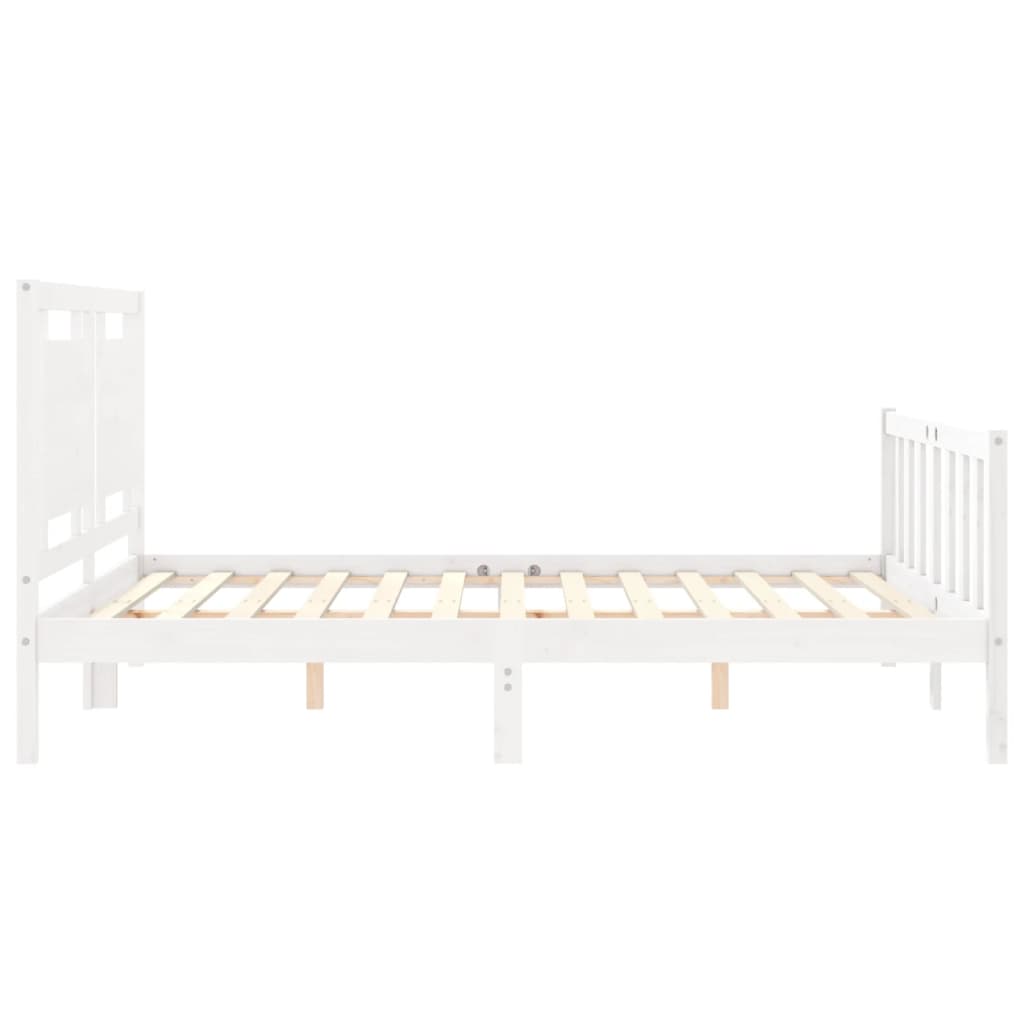 Cadre de lit sans matelas blanc 160x200 cm bois de pin massif - XIOS