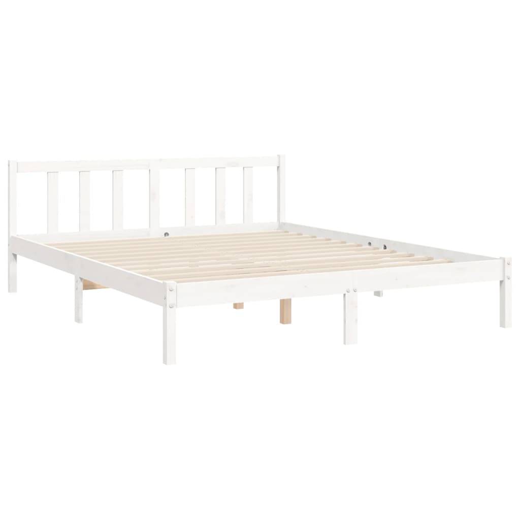 Cadre de lit sans matelas blanc 160x200 cm bois de pin massif - XIOS