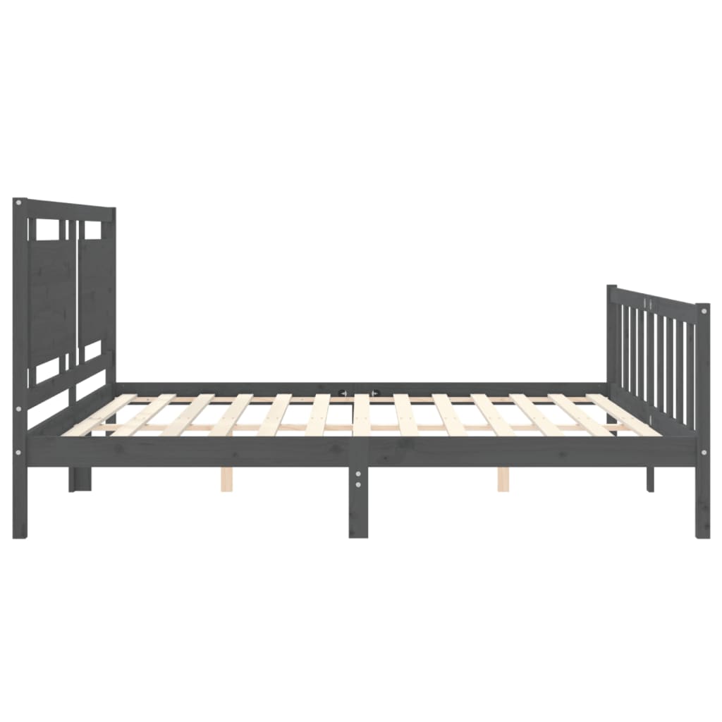 Cadre de lit sans matelas gris 200x200 cm bois massif de pin - XIOS