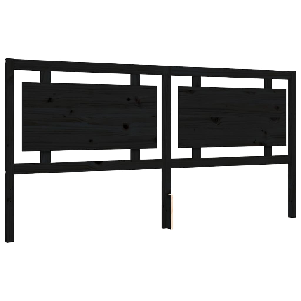Cadre de lit sans matelas noir 200x200 cm bois massif de pin - XIOS