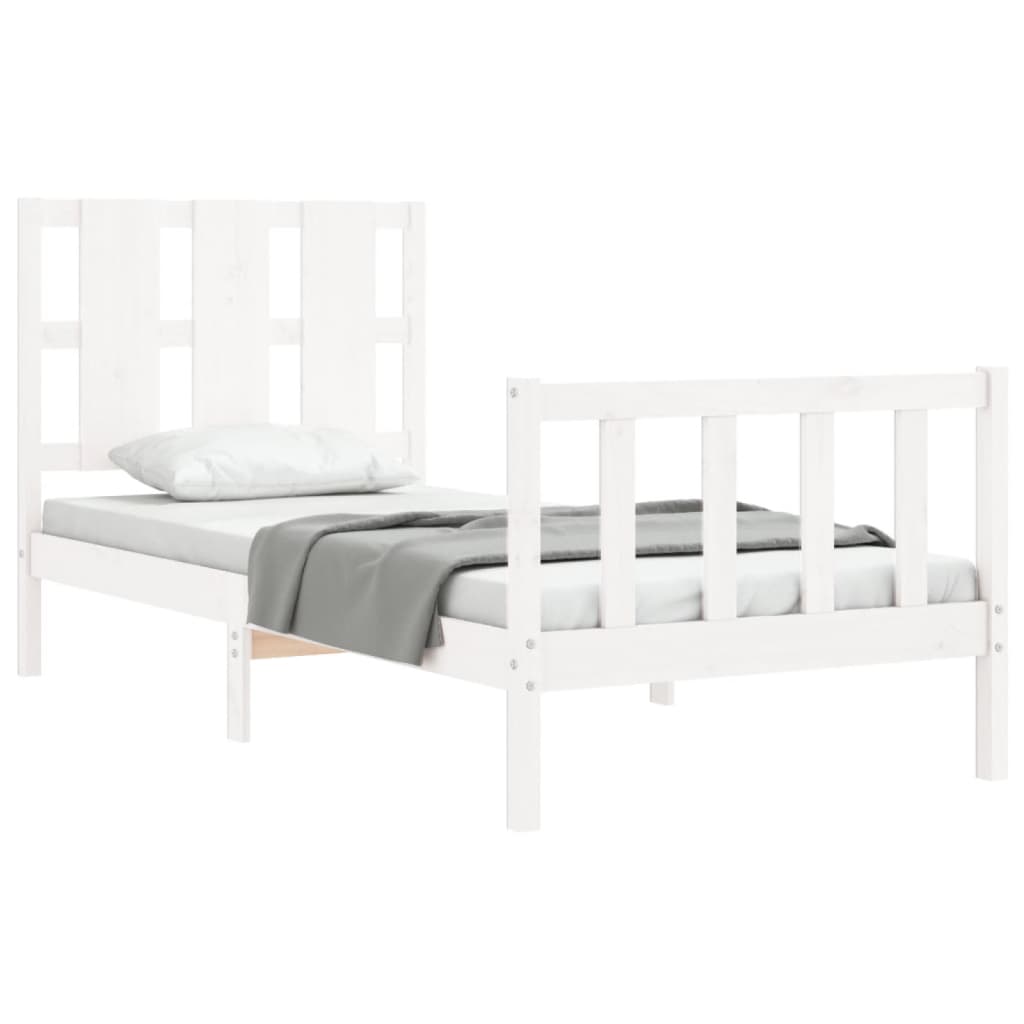 Cadre de lit sans matelas blanc bois de pin massif - XIOS
