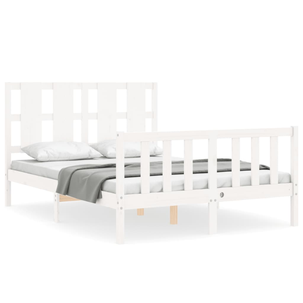 Cadre de lit sans matelas blanc bois de pin massif - XIOS