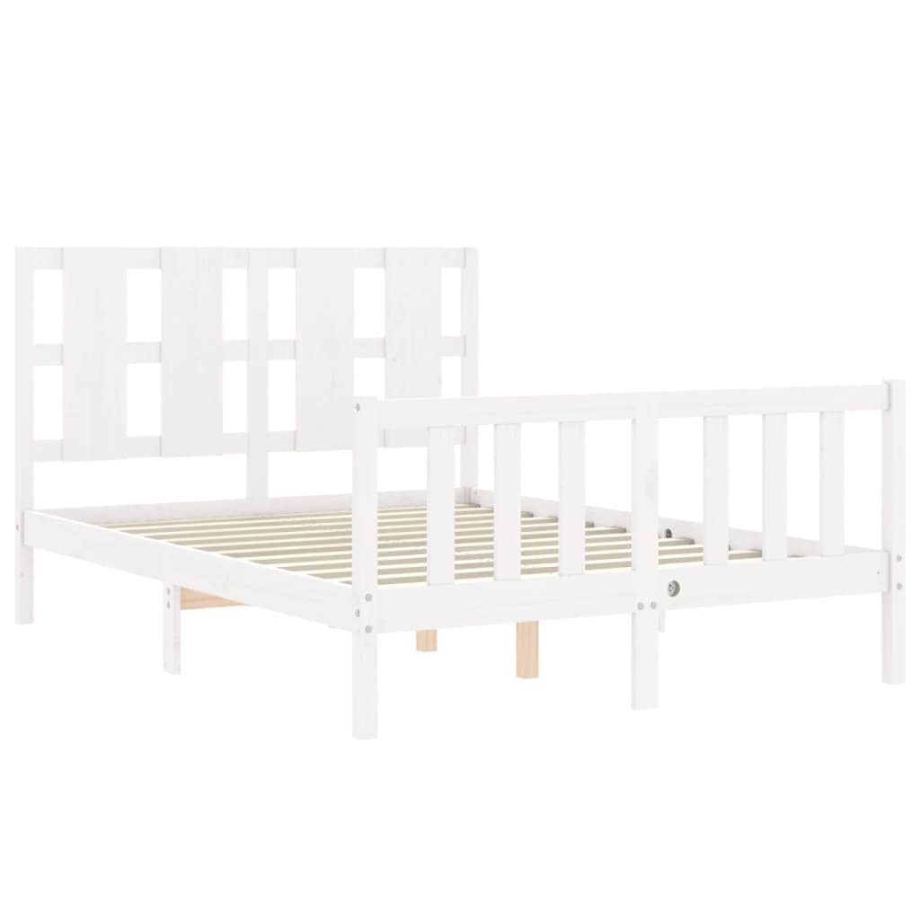 Cadre de lit sans matelas blanc bois de pin massif - XIOS